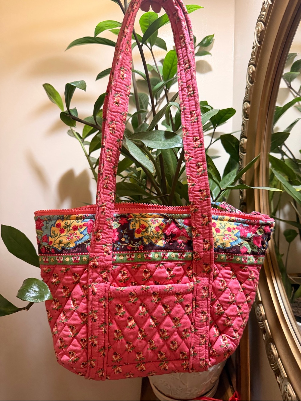 Vintage Vera Bradley Floral Shoulder Bag in Pink Pansy